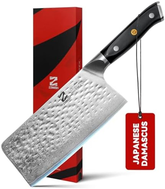 Cleaver Knife 7" Meat Cleaver-Quartz Series Damascus Aus-10 Japanese Knife Razor Sharp Knife Professional Butcher Knife With Full Tang G10 Handle s For Men/Dad/Chef With Premium Box Cleaver Knife 7" Meat Cleaver-Quartz Series Damascus Aus-10 Japanese Knife Razor Sharp Knife Professional Butcher Knife With Full Tang G10 Handle s For Men/Dad/Chef With Premium Box