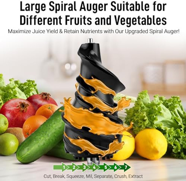 Zulay Fruit Press Machine - Masticating Juicer Machine With High Yield Quiet Motor & Reverse Function - Cold Press & Carrot Juicer With Wide Chute - Slow Juicer Machines For Fruits & Vegetables