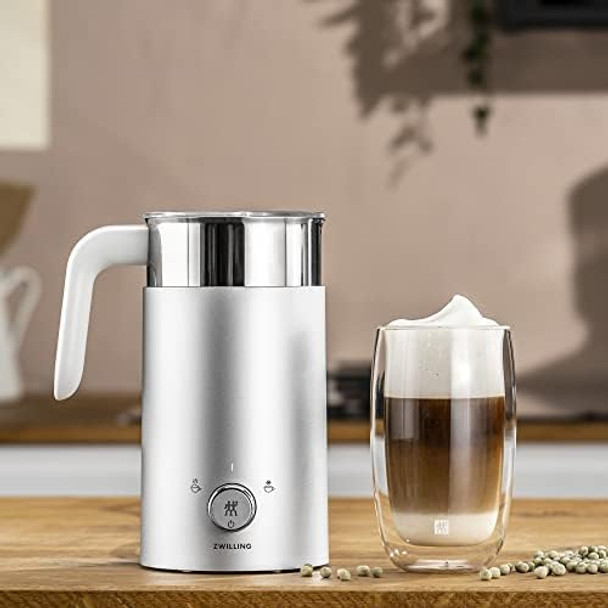 Zwilling Enfinigy Milk Frother Hot And Cold Foam Electric Milk Frother Velvety Creamy Microbubbles For Milk And Plant-Based Milk Substitutes - Silver