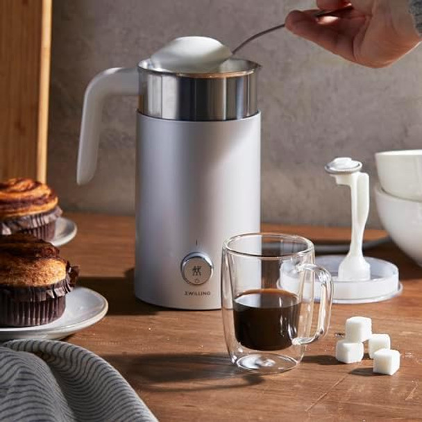 Zwilling Enfinigy Milk Frother Hot And Cold Foam Electric Milk Frother Velvety Creamy Microbubbles For Milk And Plant-Based Milk Substitutes - Silver