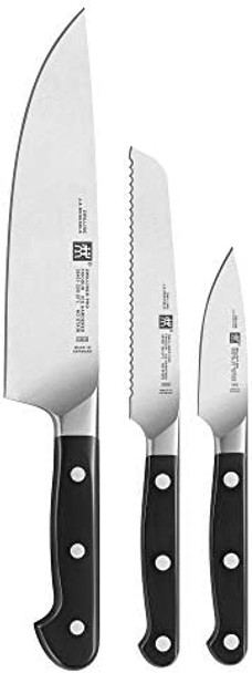 Zwilling Pro 3-Pc Starter Knife Set 3-Inch Paring 5-Inch Serrated Utility 8-Inch Chef’S Knife Full Tang And Handle Are Triple Riveted Made In Germany