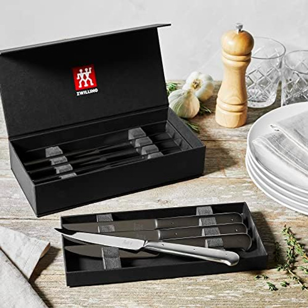 Zwilling Porterhouse Razor-Sharp Steak Knife Set Of 8 With Black Presentation Case Set Silver Zwilling Porterhouse Razor-Sharp Steak Knife Set Of 8 With Black Presentation Case Set Silver