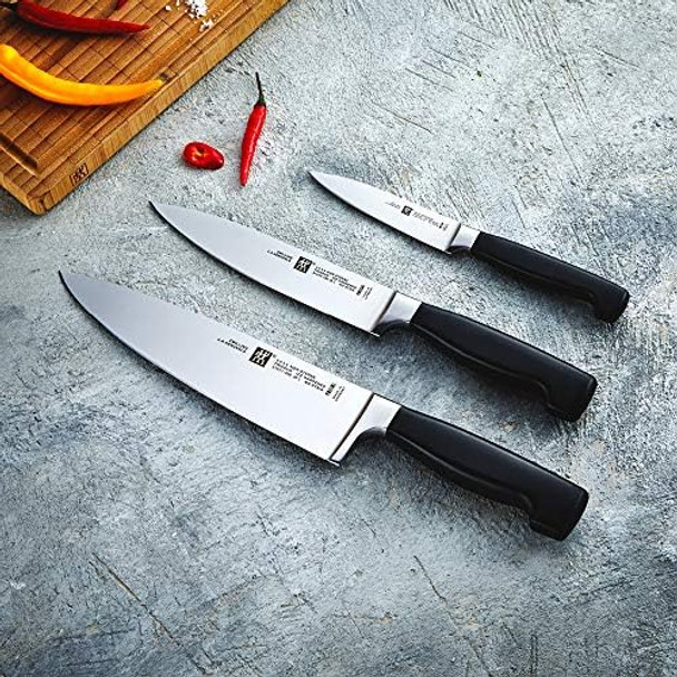 Henckels Four Stars Knife Set 3 Piece 10Cm 16Cm 20Cm Black/Stainless Steel