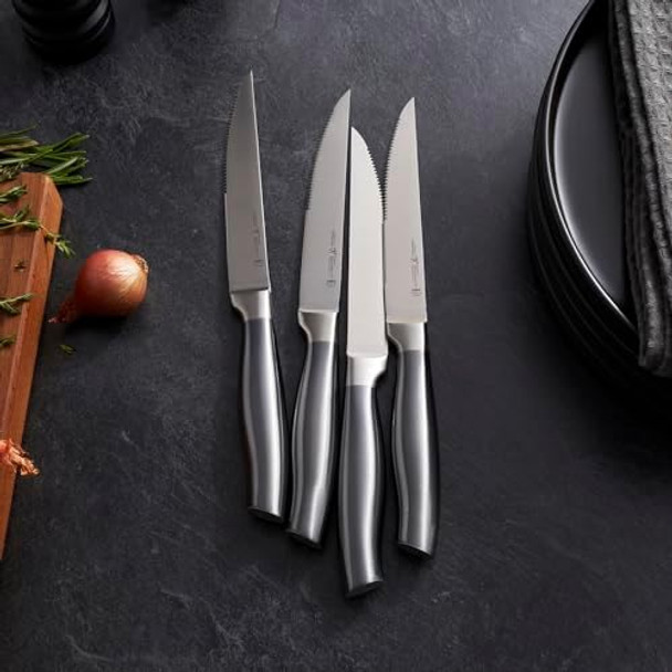 Henckels Graphite Razor-Sharp 4-Pc Steak Knife Set German Engineered Informed By 100+ Years Of Masteryblack