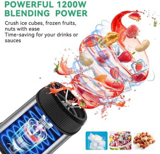 1200W Smoothie Blender Abuler Personal Blender for Shakes and Smoothies 13 Pieces with 22 OZ To-Go Cup Portable Blenderfor Kitchen Smoothie Ice Protein Frozen Juices Drink Spices BPA