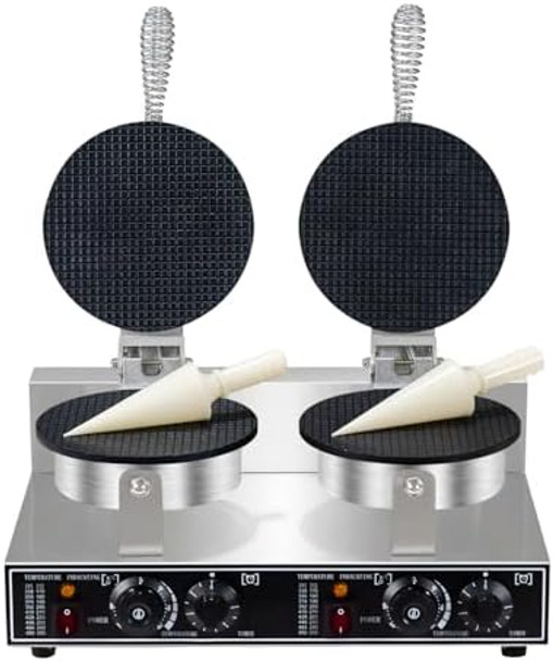 Waffle Cone Maker Commercial 2600W Professional Ice Cream Cone Waffle Maker Machine Electric Commercial Waffle Cone Maker Machine With Temp & Time Control for for Restaurant Bakery Snack Bar Family