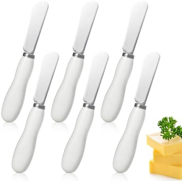 AISBUGUR Butter Knife Spreader 4Pack Knives with Comfortable Handle and Stainless Steel Blade Cheese Spreader for Kitchen 5.3" White AISBUGUR Butter Knife Spreader 4Pack Knives with Comfortable Handle and Stainless Steel Blade Cheese Spreader for Kitchen 5.3" White