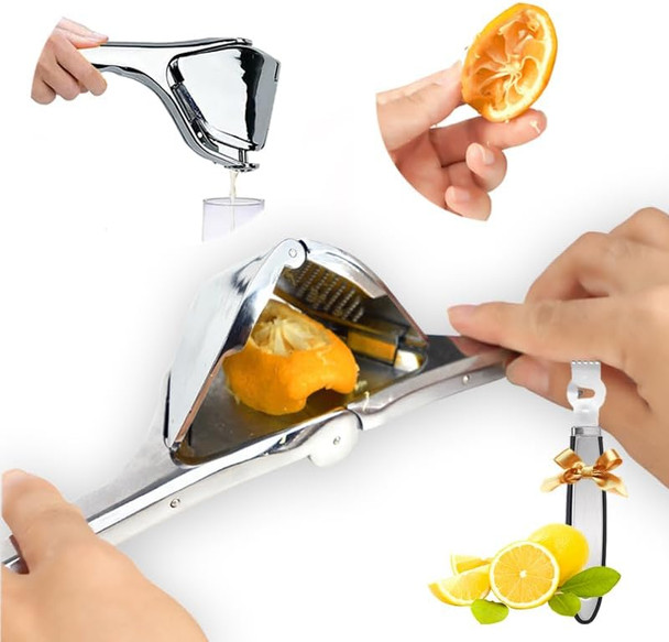 Stainless Steel Lemon Squeezer-Heavy Duty Manual Citrus Juicer for Lemon Lime&Orange Ergonomic Handheld Fruit Press with Juice Squeezer&Citrus Press Functions Manual Juicer Hand Press for Kitchen&Bar