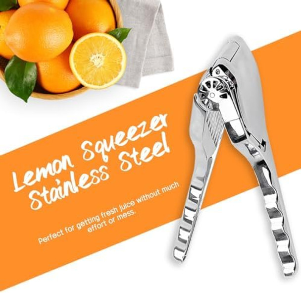 Stainless Steel Lemon Squeezer-Heavy Duty Manual Citrus Juicer for Lemon Lime&Orange Ergonomic Handheld Fruit Press with Juice Squeezer&Citrus Press Functions Manual Juicer Hand Press for Kitchen&Bar