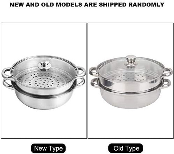 Stainless Steel Stack and Steam Pot Set 2-Layer Soup Steamer Saucepot double boiler Pot and Lid 27cm/11'' Cookware Steamer Pot Cooker Boiler Soup Steaming Pot