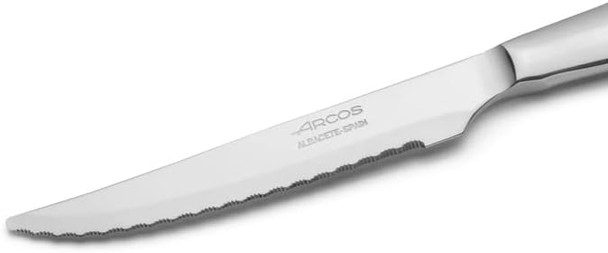 Arcos 4 Inch Steak Knife Set of 4. Pocket Knife Pack with Pearl Edge for Cutting and Fillet Meat. Monoblock Stainless Steel Blade and Handle. Series Mesa