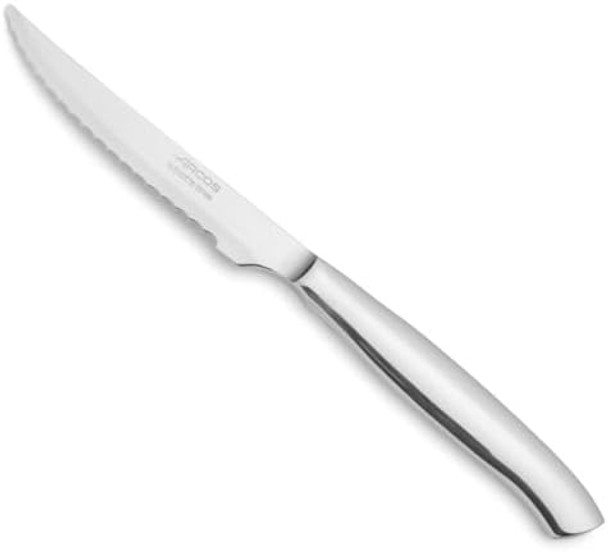 Arcos 4 Inch Steak Knife Set of 4. Pocket Knife Pack with Pearl Edge for Cutting and Fillet Meat. Monoblock Stainless Steel Blade and Handle. Series Mesa