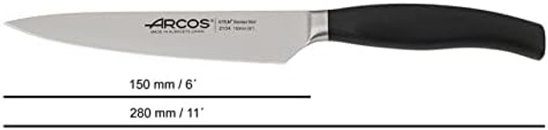 Arcos Forged Kitchen Knife Set 3 Pieces (Paring Knife + Kitchen Knife + Chef'S Knife). Stainless Steel Forged Nitrum. Polypropylene Pom Handle. Series Clara. Black Color Arcos Forged Kitchen Knife Set 3 Pieces (Paring Knife + Kitchen Knife + Chef'S Knife). Stainless Steel Forged Nitrum. Polypropylene Pom Handle. Series Clara. Black Color