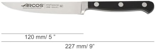 Arcos Series Clasica-Knife Set 6 Pieces (6 Steak Knives) -Blade Nitrum Forged Stainless Steel-Handle Polyoxymethylene (POM) Black Colour ands Plastic