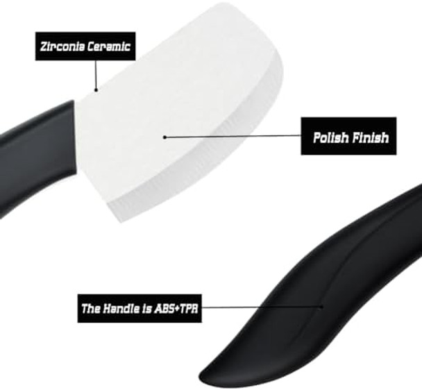 Ceramic Knife Mini Cleaver Nakiri Knife Black Small Paring Knife Fruit and Vegetable knife Longer Sharp Rust Proof Stain Resistant