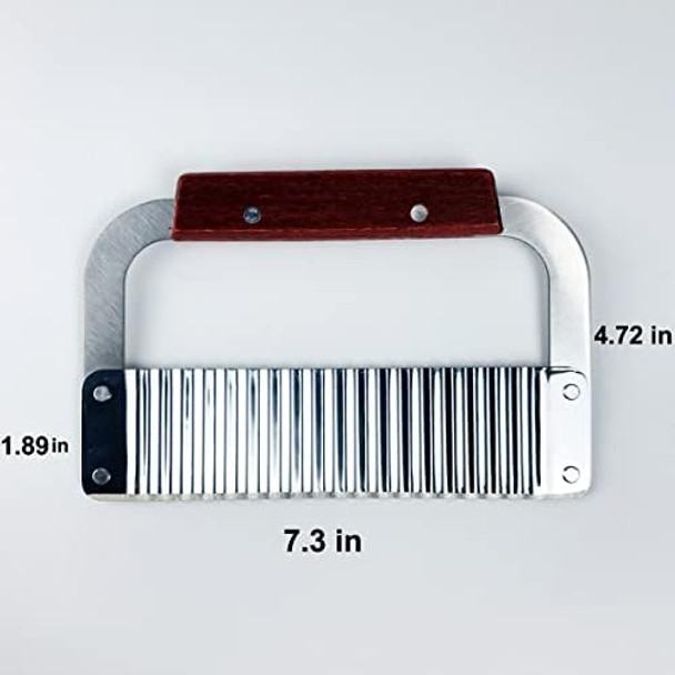 2-PCS Set Wavy Crinkle Cutting Tool Crinkle Cutters for Carrot Veggies Potato Cutter Serrated Salad Chopping Knife Stainless Steel Blade Wooden Handle Serrator Chopping Knife