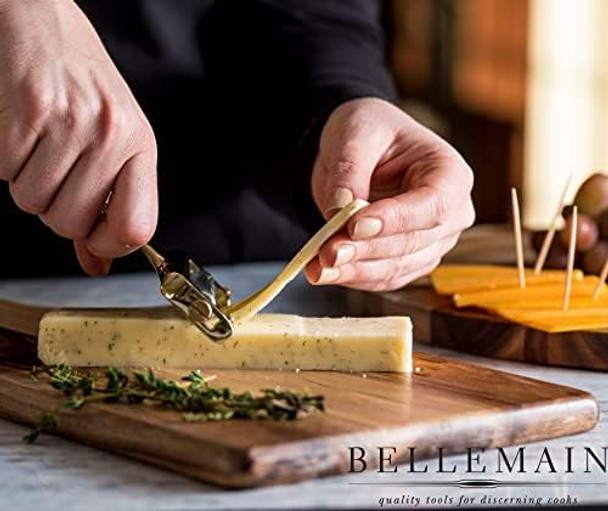 Bellemain Stainless Steel Wire Cheese Slicer - Hand Held Cutter for Cheddar Gruyere Raclette Mozzarella Block Adjustable Shaver Thick & Thin Slicer Curler (Silver)