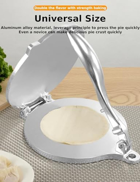 Aluminum Alloy Tortilla Press Manual Tortilla Maker Dough Press Flour Tortilla Press Rotis Press Tortillera Pataconera for Pizza Pie Patty Making (16cm Silver)