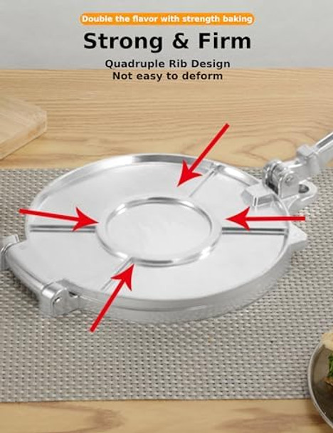 Aluminum Alloy Tortilla Press Manual Tortilla Maker Dough Press Flour Tortilla Press Rotis Press Tortillera Pataconera for Pizza Pie Patty Making (16cm Silver)