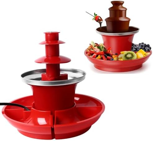 Bewinner 3-Tier Electric Chocolate Fountain For Parties Christmas Halloween Thanksgiving Birthdays 17oz Melting Pot Fondue Maker with Detachable Tray BBQ Sauce Dispenser Stainless Steel Plastic
