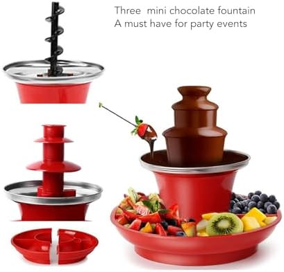 Bewinner 3-Tier Electric Chocolate Fountain For Parties Christmas Halloween Thanksgiving Birthdays 17oz Melting Pot Fondue Maker with Detachable Tray BBQ Sauce Dispenser Stainless Steel Plastic