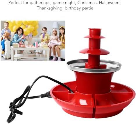 Bewinner 3-Tier Electric Chocolate Fountain For Parties Christmas Halloween Thanksgiving Birthdays 17oz Melting Pot Fondue Maker with Detachable Tray BBQ Sauce Dispenser Stainless Steel Plastic