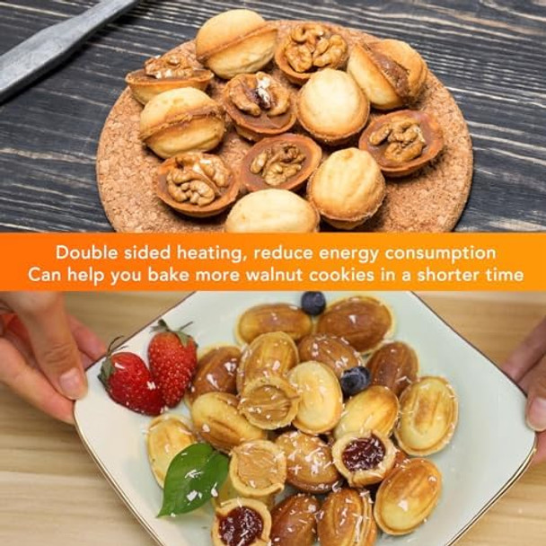 12 Walnut Cookie Maker Electric Oreshki Maker Non Stick Double Sided Heating Walnut Pastry Set Cookies Baking Tool