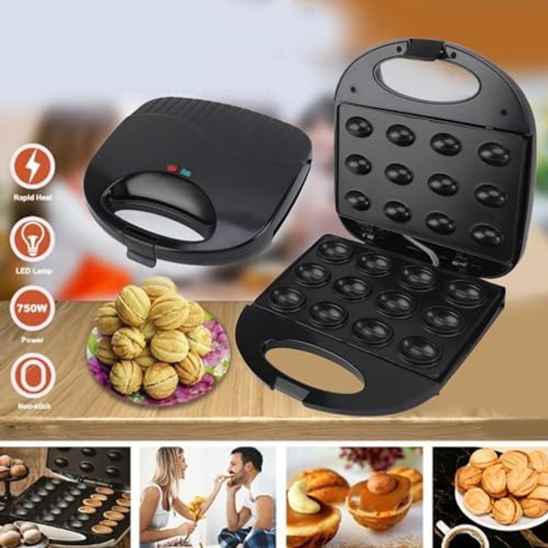 Waffle Iron Maker Machine Large acity 12PC Double Sided Baking Tool Adjustable Temperature Nonstick Plates Stainless Steel Waffle Maker with Handle