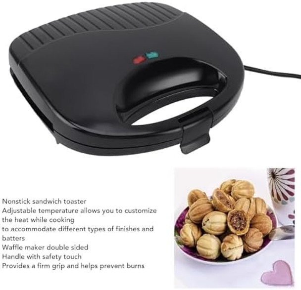 Waffle Iron Maker Machine Large acity 12PC Double Sided Baking Tool Adjustable Temperature Nonstick Plates Stainless Steel Waffle Maker with Handle