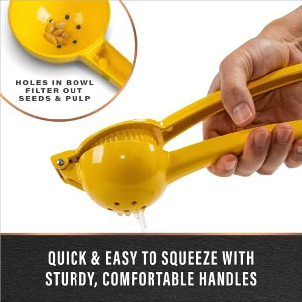 BINO Aluminum Alloy Lemon Juicer - Yellow Citrus Squeezer Press Manual Hand Juicer Tool for Squeezing Fruit Juice Hand Press Juicing Tool for Lemon & LIme Orange Squeezer Kitchen Tools