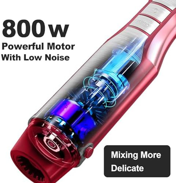 Immersion Blender Handheld for Kitchen Emulsion Blender Handheld with Titanium Blades 12 Speed Electric Hand Mixer with BPA Attachments:Chopper Bowl Whisk Milk Frother Measuring Cup
