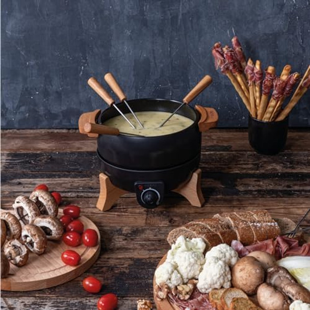 Boska Electric Fondue Set Party 2.3 L - Electric Fondue - For Cheese Fondue Chocolate Fondue Hotpot Meat Fondue - Temperature Control - 2.3 Litres - Stainless Steel and Cast Iron - Fondue Device