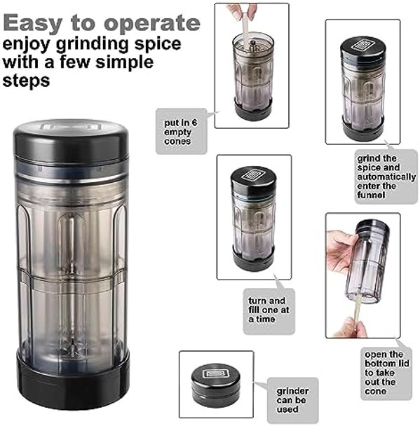 Boy 2.8 Inch Large Aluminium Grinder Transparent Cone Loader & Storage 3 in 1 Cone Pre Roll Filler Machine Simple Grinders Cone Rolling Machine Cone Loader with Broom& Brush