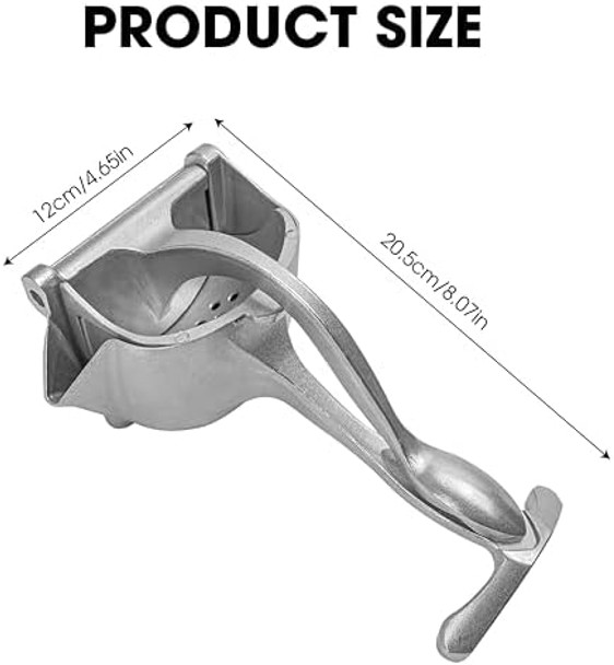 Bar Juicer Fruit Juice Handheld Press Squeezer With Seed Filter Heavy Duty Aluminum Alloy Hand Manual Extractor for Single Citrus Orange Pomegranates Apple Fruit Lemon Lime (Silver)