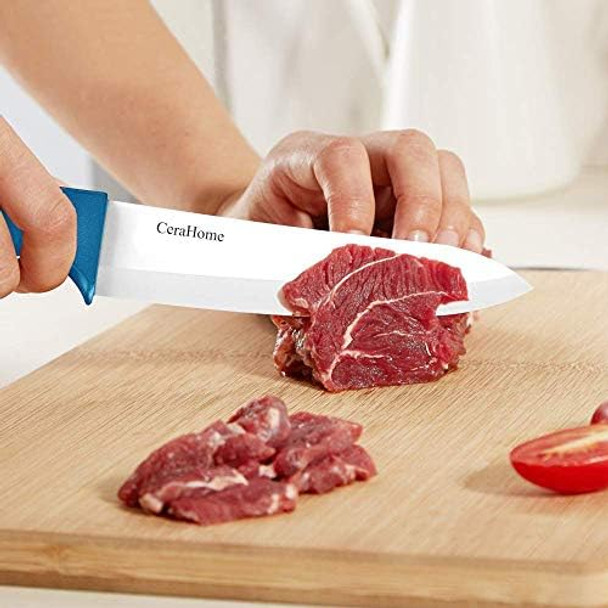 Ceramic Knife 5Inch Fruit Knife Set 4-Piece with Knife Sheaths for Cheese tomatoes potatoes vegetables fruits (blue)