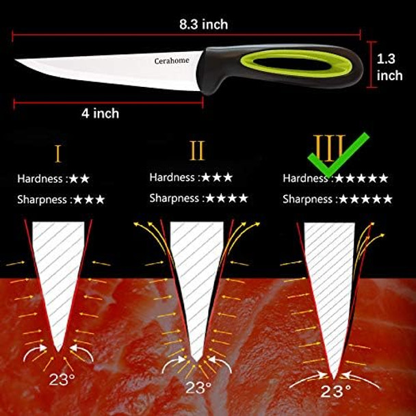 Ceramic knife Super Sharp 4-inch Utility Knife Fruit Paring Knife Set with Sheath Kitchen knives Sets for Cutting Boneless meats Sashimi Fruits and Vegetables (Red+Green)