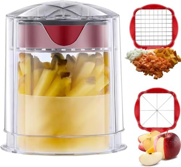 Premium Multi-function Slicers for Fruits and Vegetables – Versatile Dicer Fruit Cutter Potato Chipper French Fry Slicer Onion Chopper and Kitchen Gadget – (Red) Premium Multi-function Slicers for Fruits and Vegetables – Versatile Dicer Fruit Cutter Potato Chipper French Fry Slicer Onion Chopper and Kitchen Gadget – (Red)