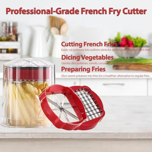 Premium Multi-function Slicers for Fruits and Vegetables – Versatile Dicer Fruit Cutter Potato Chipper French Fry Slicer Onion Chopper and Kitchen Gadget – (Red) Premium Multi-function Slicers for Fruits and Vegetables – Versatile Dicer Fruit Cutter Potato Chipper French Fry Slicer Onion Chopper and Kitchen Gadget – (Red)