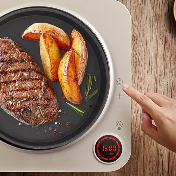 Ciieeo 1pc Cast Iron Bbq Stovetop Grill Pan Non-stick for Induction Cooker Steak Sausages and Vegetables Round Griddle for Indoor and Outdoor Cooking