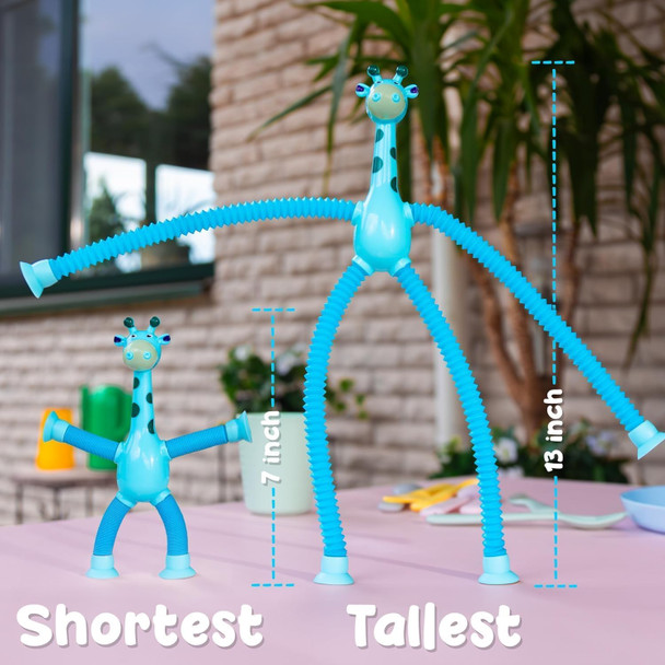 Amitasha 5 Pcs Telescopic Suction Cup Giraffe Toy Shape Changing Pop Fidget Tubes Sensory Toys for Girls Boys