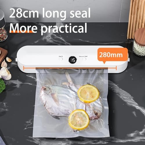 Vacuum Sealer Machine，Sous Vide and Food Storage Freshness Compact LED Indicators with 10 Sealing Pockets(White)