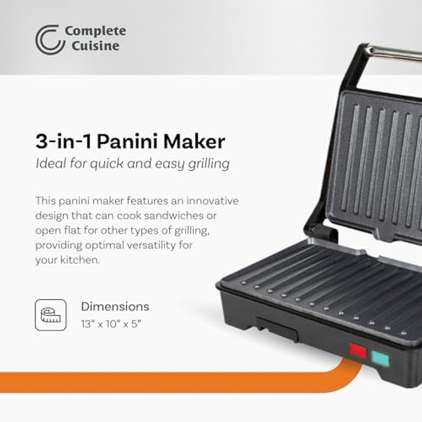 CC-PN1200 Panini Maker Sandwich Press with Nonstick Surface Panini-Press Sandwich Maker