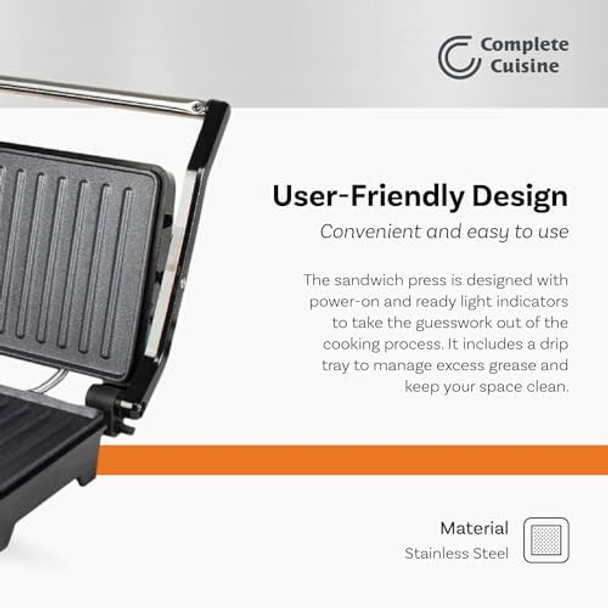 CC-PN1200 Panini Maker Sandwich Press with Nonstick Surface Panini-Press Sandwich Maker
