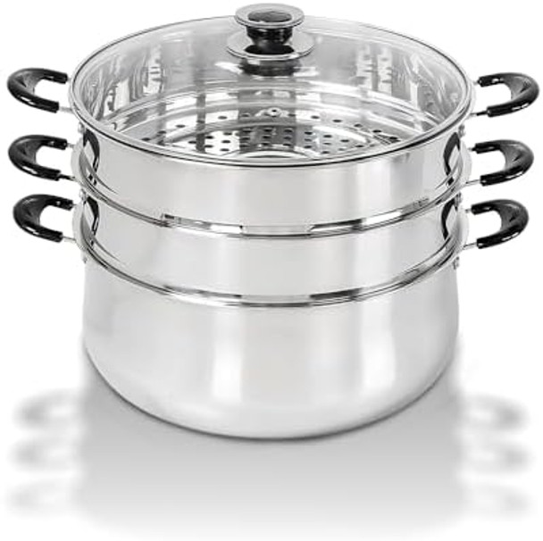 Concord 30 CM Stainless Steel 3 Tier Steamer Pot Steaming Cookware - Triply Bottom