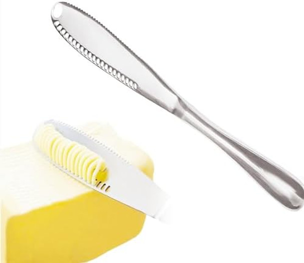 Butter Spreader Stainless Steel Butter Spreader 3 in 1 Kitchen Knife Gadgets Curler Slicer Spreader with Serrated Edge for Cutting and Spreading Butter Cheese Jam