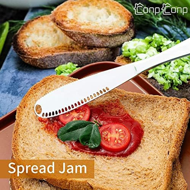 Butter Spreader Stainless Steel Butter Spreader 3 in 1 Kitchen Knife Gadgets Curler Slicer Spreader with Serrated Edge for Cutting and Spreading Butter Cheese Jam