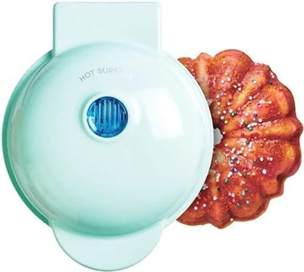Mini Cake Maker，Lava Cake Maker Toaster 350W Electric Rotating Lava Cake Maker for Chocolate Cake Spice Cake Clear Glaze Sprinkles and more (Mint green)