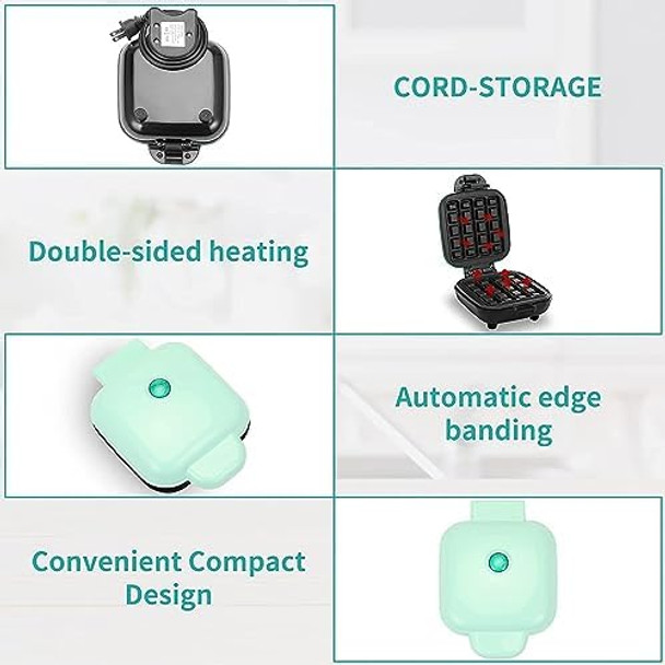 Mini Waffle Stick Maker Easy to Clean Non-Stick Surfaces 4 Inch Makes 4 Waffle Sticks Ideal for Breakfast Snacks Desserts and More Aqua 1400W