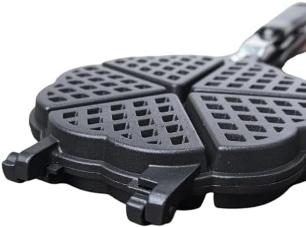 Stovetop Heart Shaped Waffle Pan Set of 1 - Cast Iron Waffle Pan Maker for Pancakes Puffs and Non Stick Cookware Waffles - Non-Electric Stovetop Griddle Panwaffle for Gas Stove