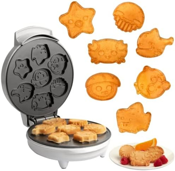 Sea Creature Mini Waffle Maker- Create 7 Different Ocean Animal Shapes in Minutes Summer Breakfast Fun Cool for Kids & Adults w/Novelty Aquatic Pancakes - Electric Non-Stick Waffler Iron Beach